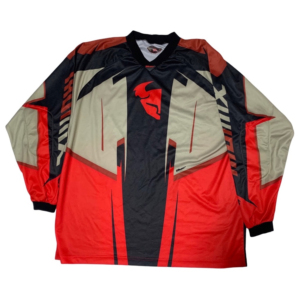 Thor Vintage Mens Motocross Motorcycle Jersey Red Size XL Padded